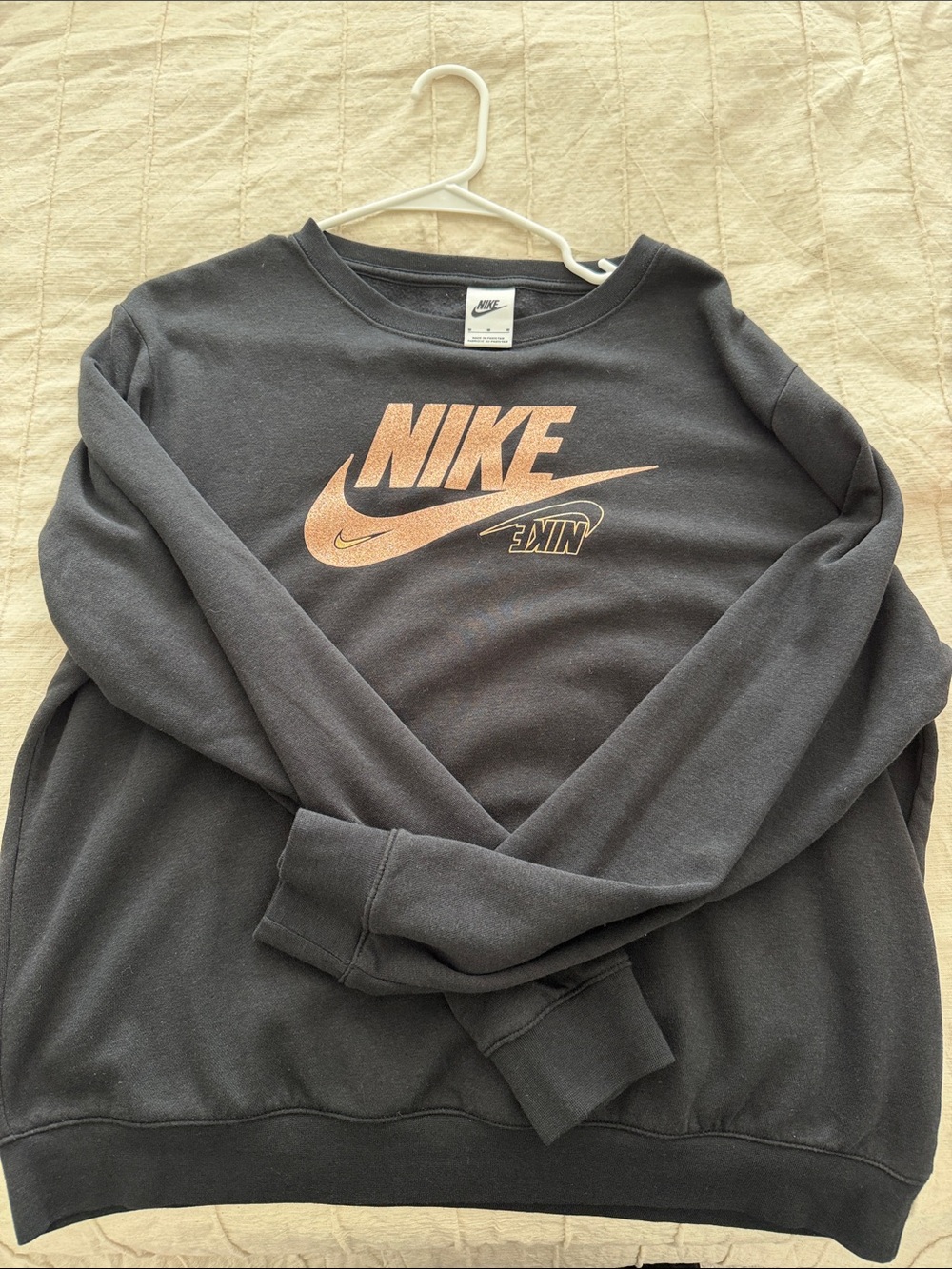 Nike Black Crewneck Sweatshirt with Metallic Rose Logo